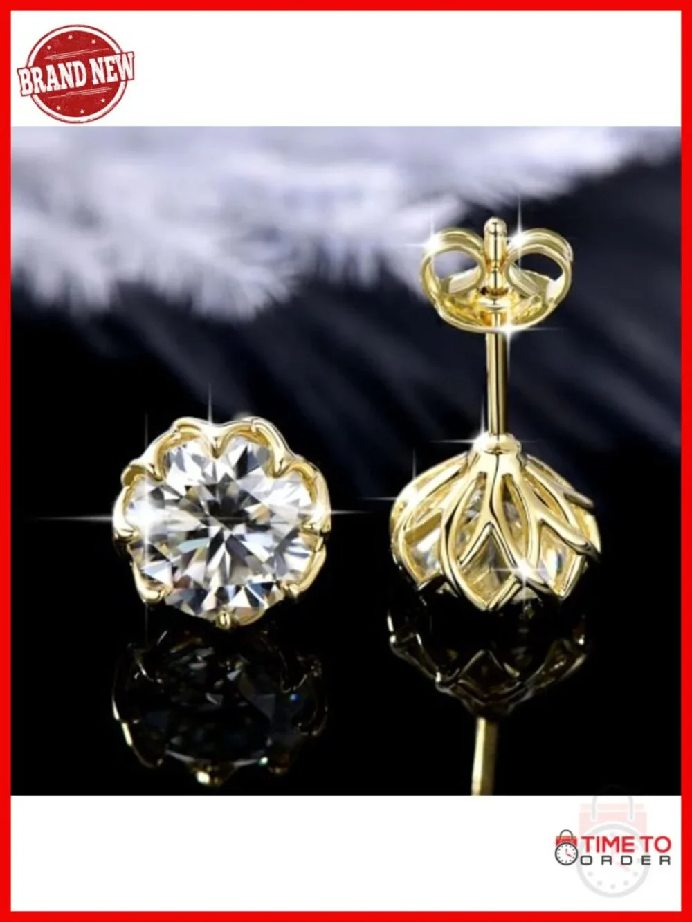 14K Gold Filled Moissanite Stud Earrings Dainty Floral Channel Set Imitation
